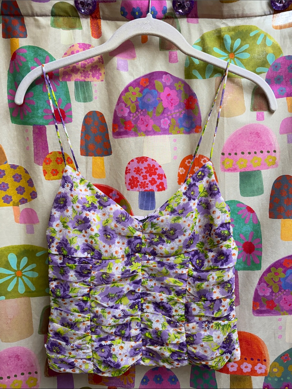 Zara Floral Side Zip Crop Top. XS